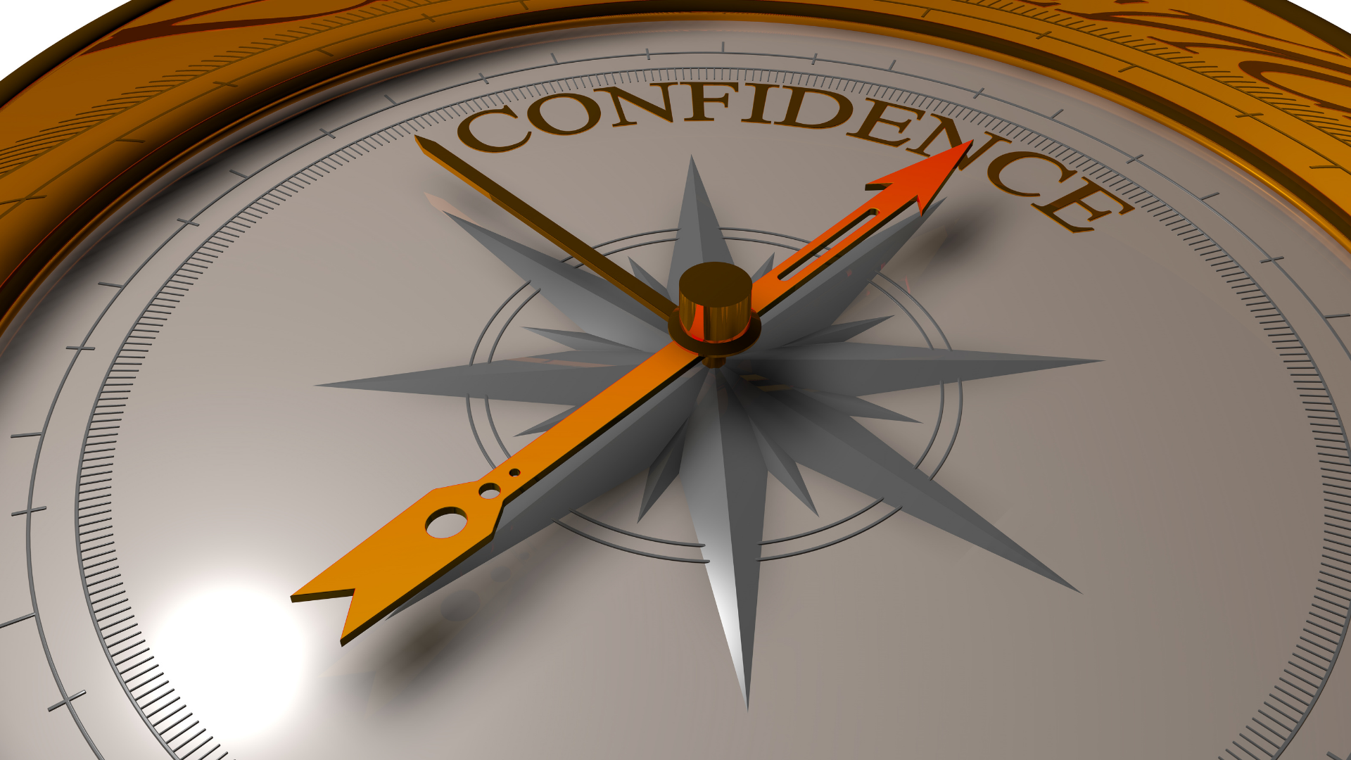 compass with arrow pointing to confidence